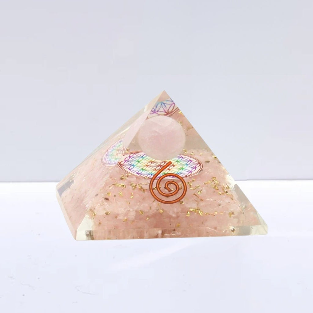 Pirámide Orgonita 'Earth' - Cuarzo Rosa