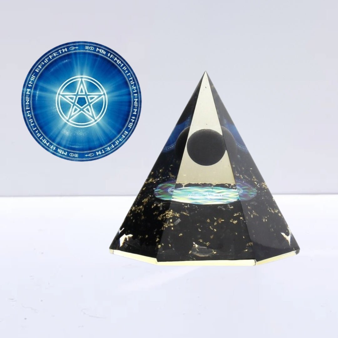 Pirámide Orgonita 'Sacred' - Turmalina y Pentáculo