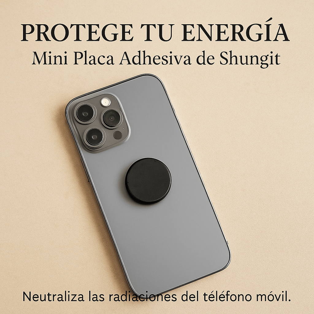 Placa de Shungit Circular Adhesiva – Protección energética para tu móvil