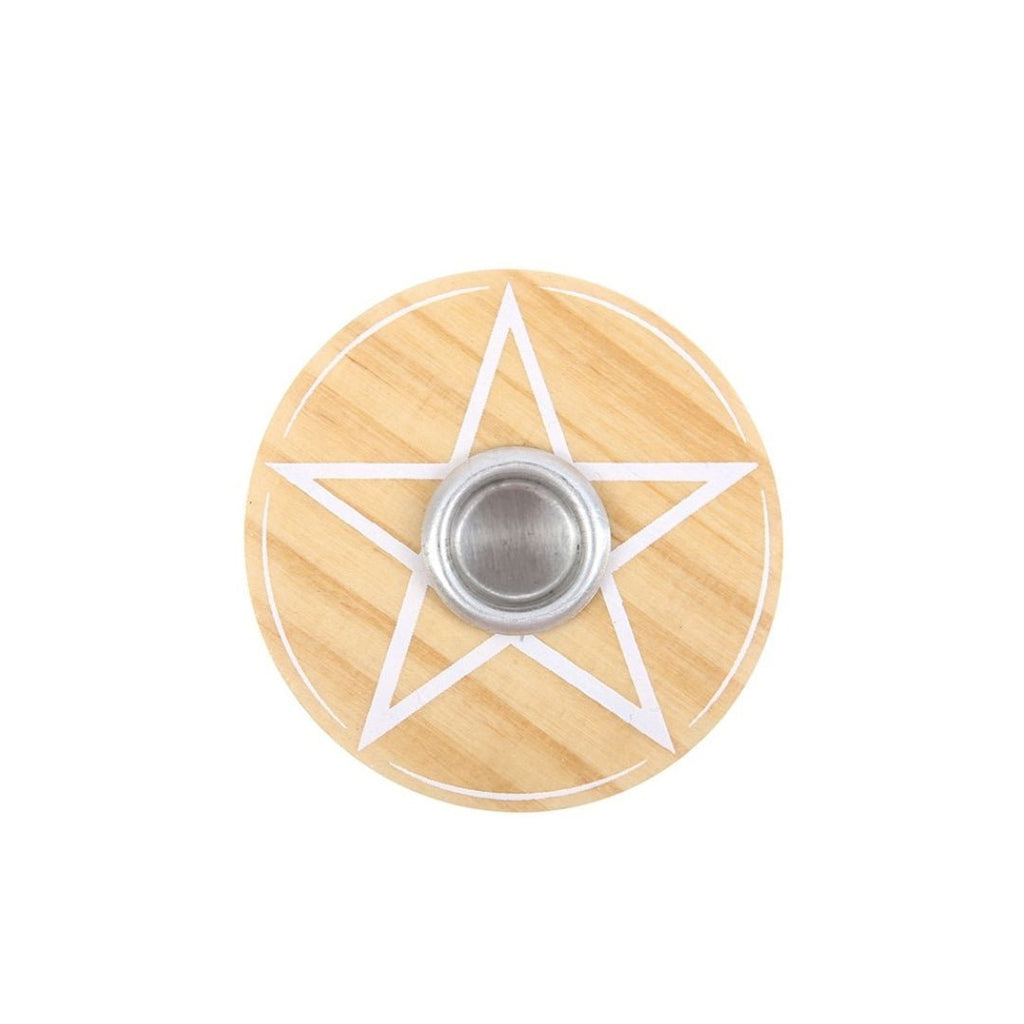 Porta velas de Madera con Pentagrama