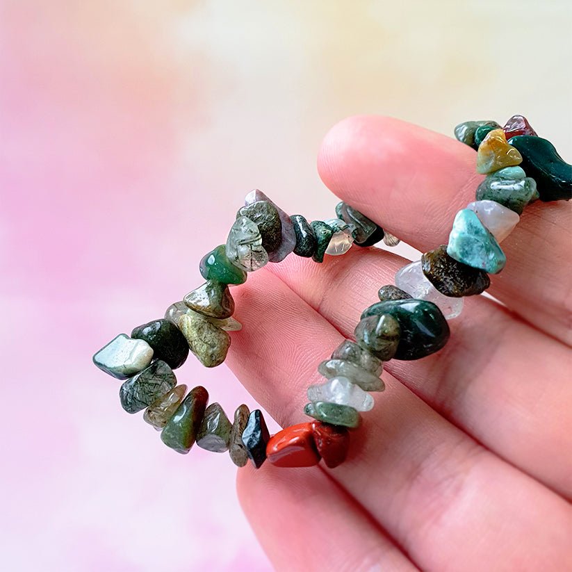 Pulsera chip de Ágata Musgo