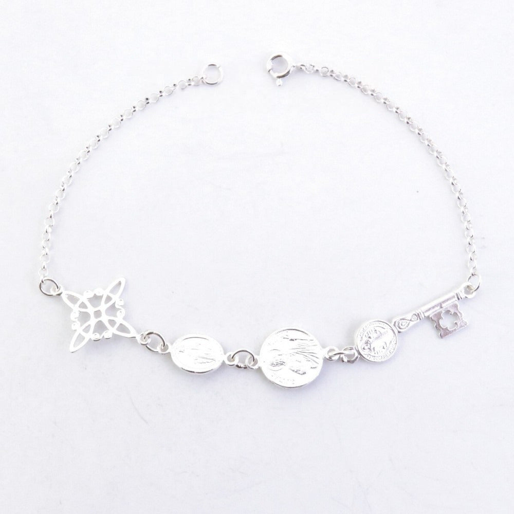 Pulsera Cuádruple de Protección S925: Cuatro Amuletos de Luz