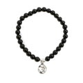 Pulsera de Ágata Negra y Símbolo OM en Plata de Ley