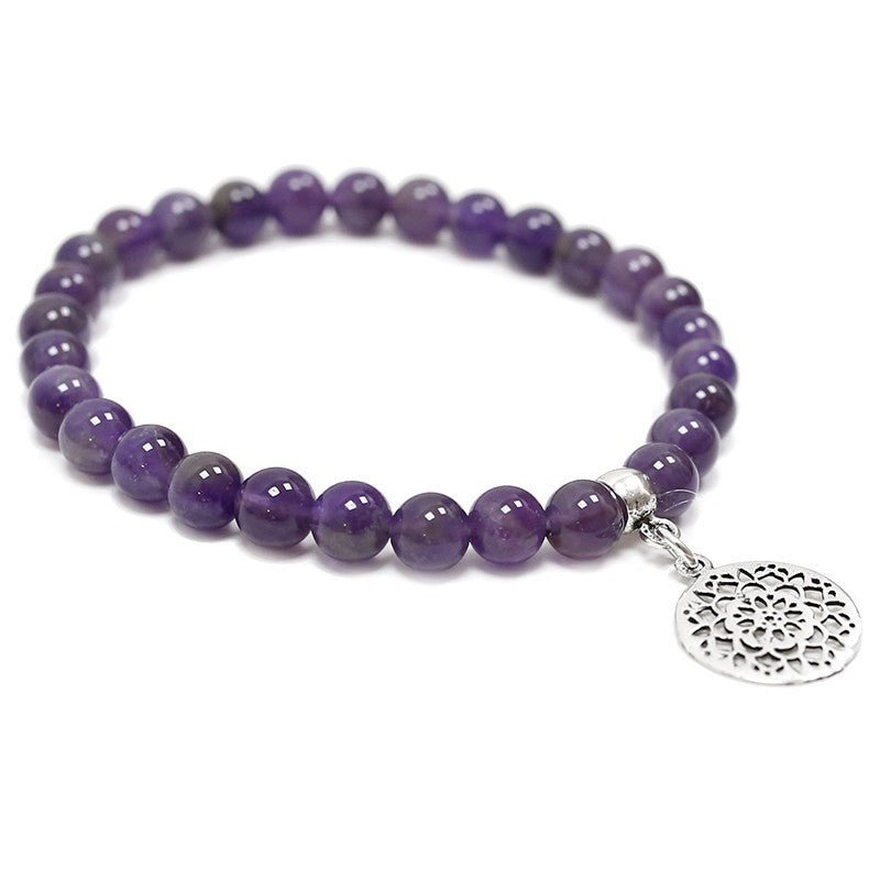 Pulsera de Amatista y Mandala en Plata de Ley