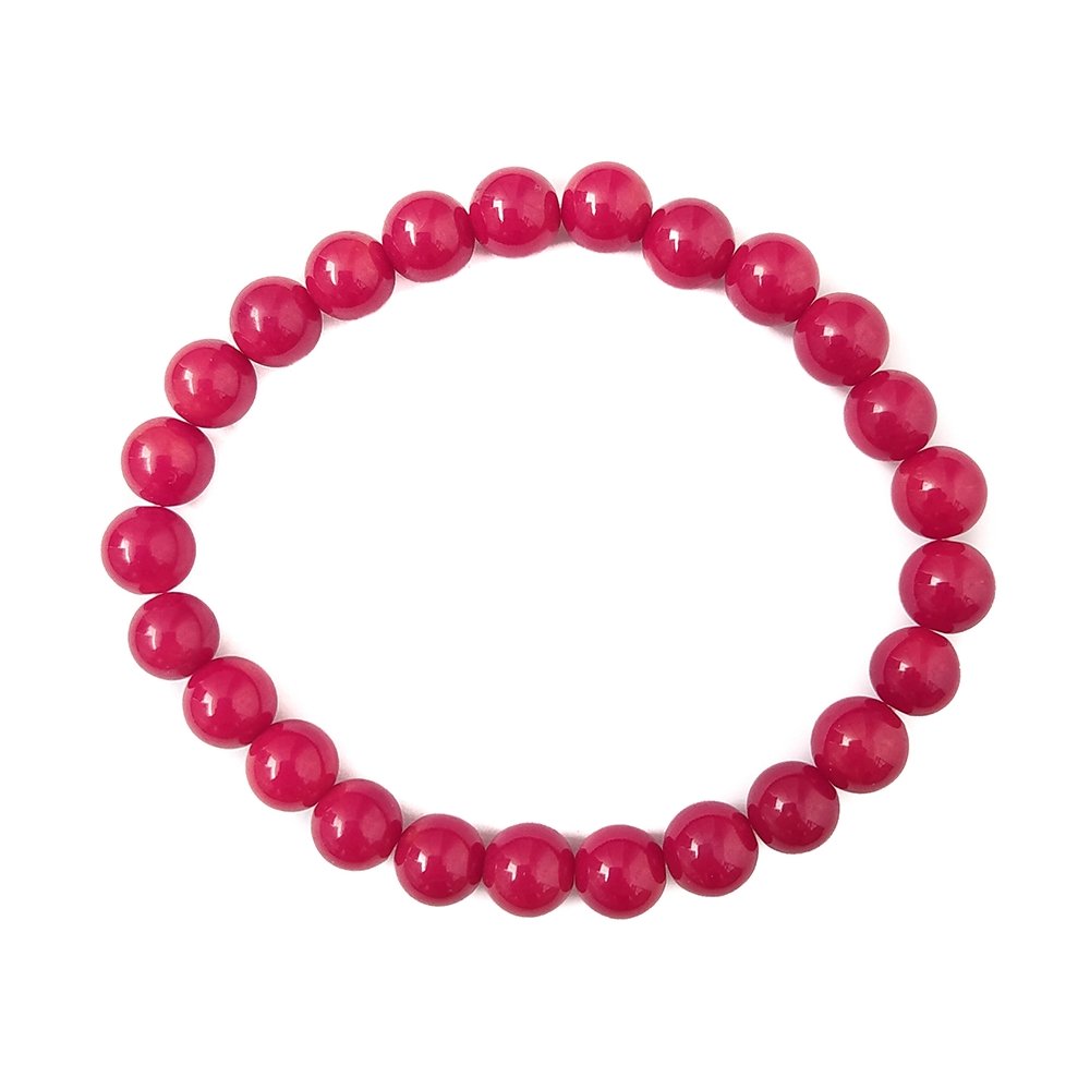 Pulsera de Coral Rojo Bola Lisa