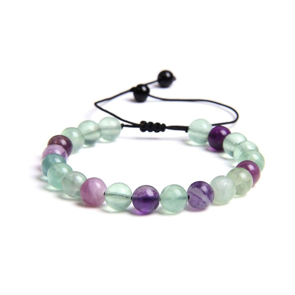 Pulsera de Fluorita Arcoíris con Nudo Corredizo