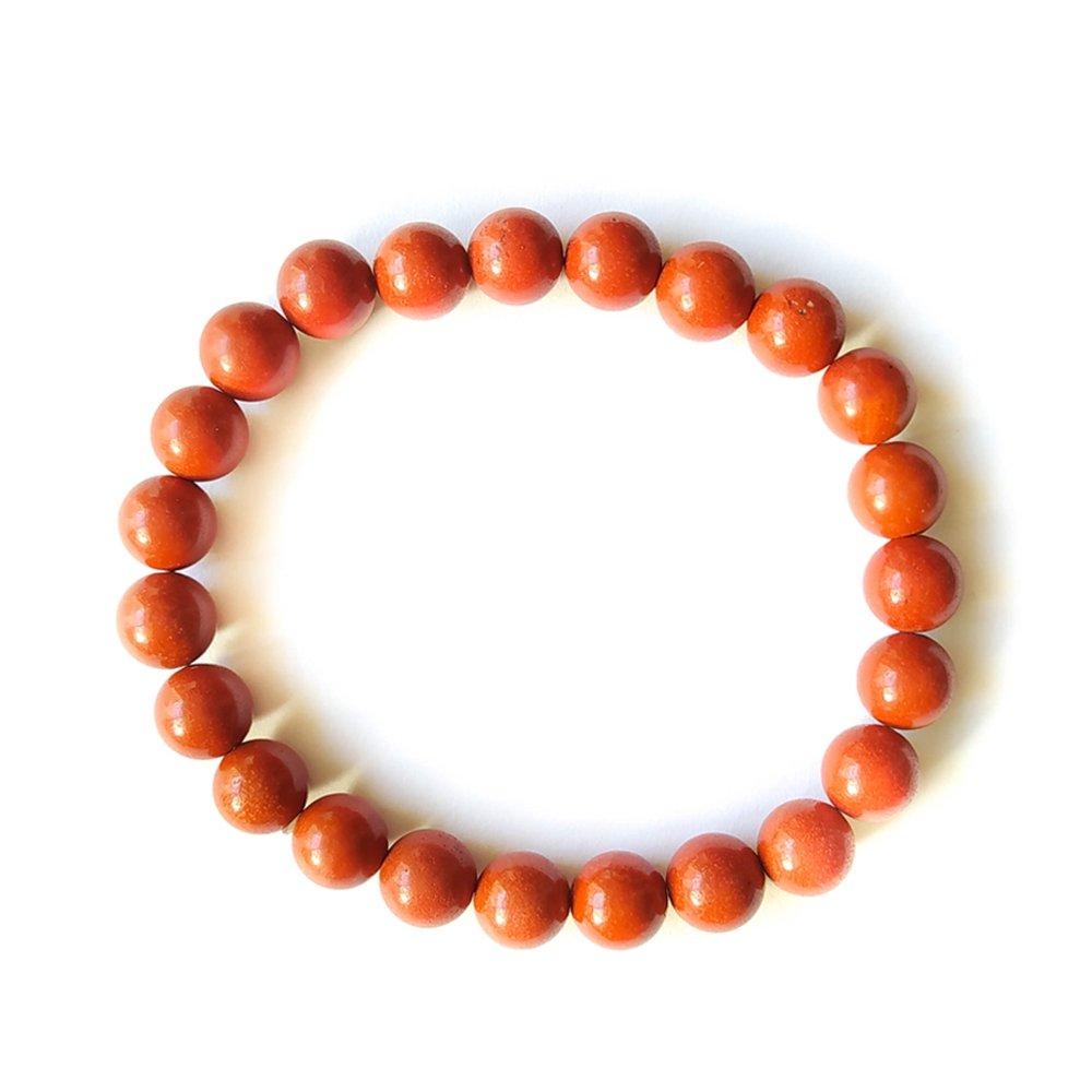 Pulsera de Jaspe Rojo Bola Lisa