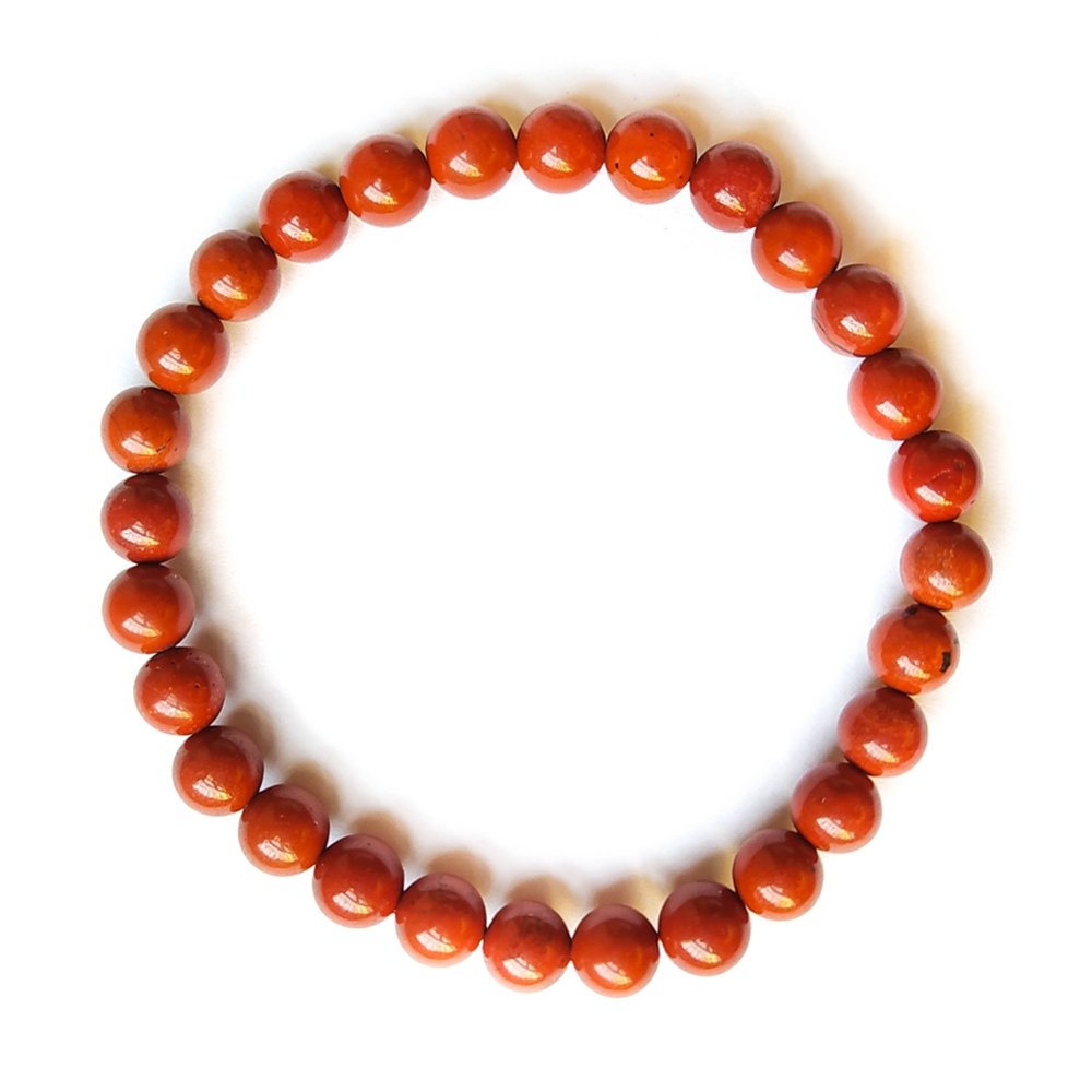 Pulsera de Jaspe Rojo Bola Lisa