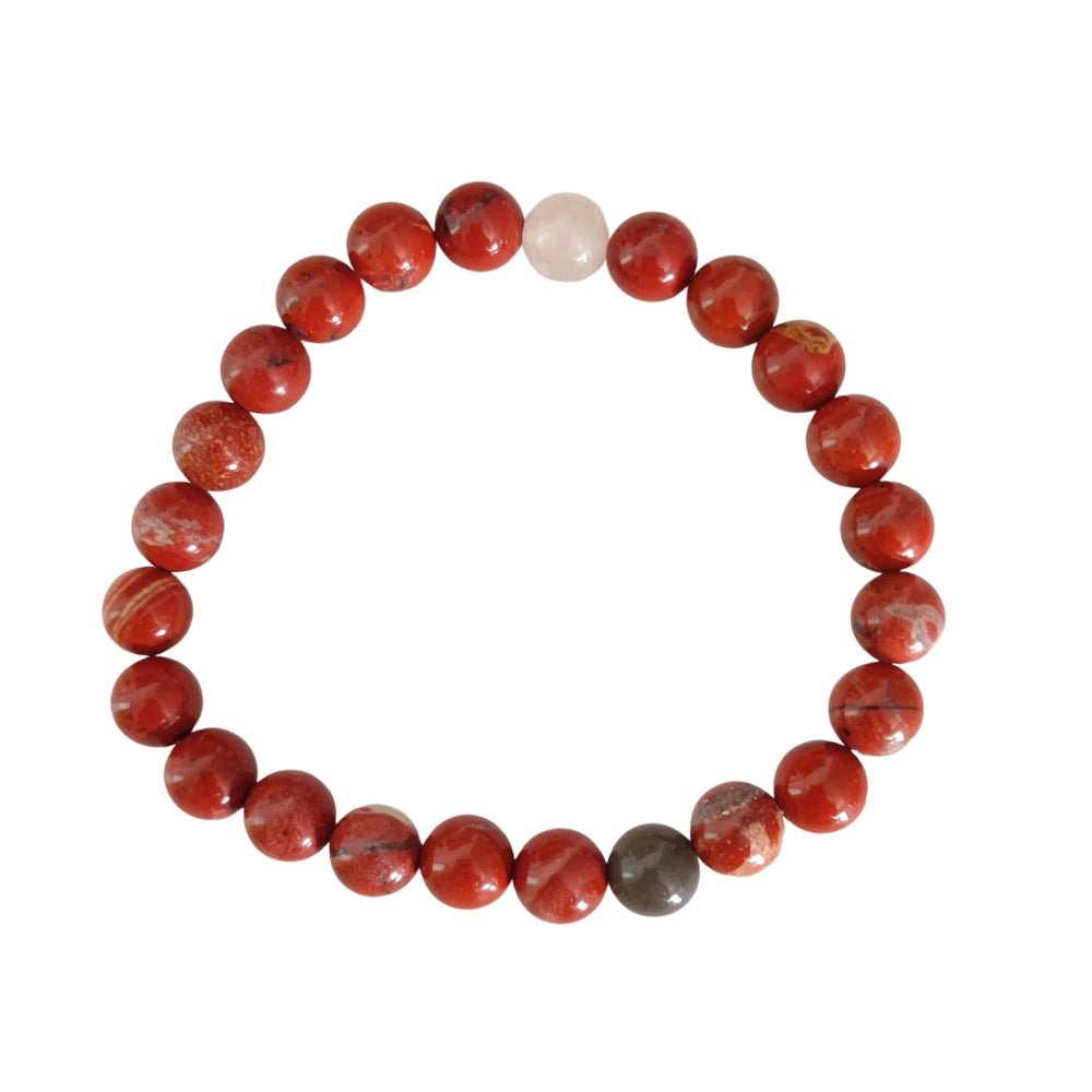 Pulsera de Jaspe Rojo Bola Lisa
