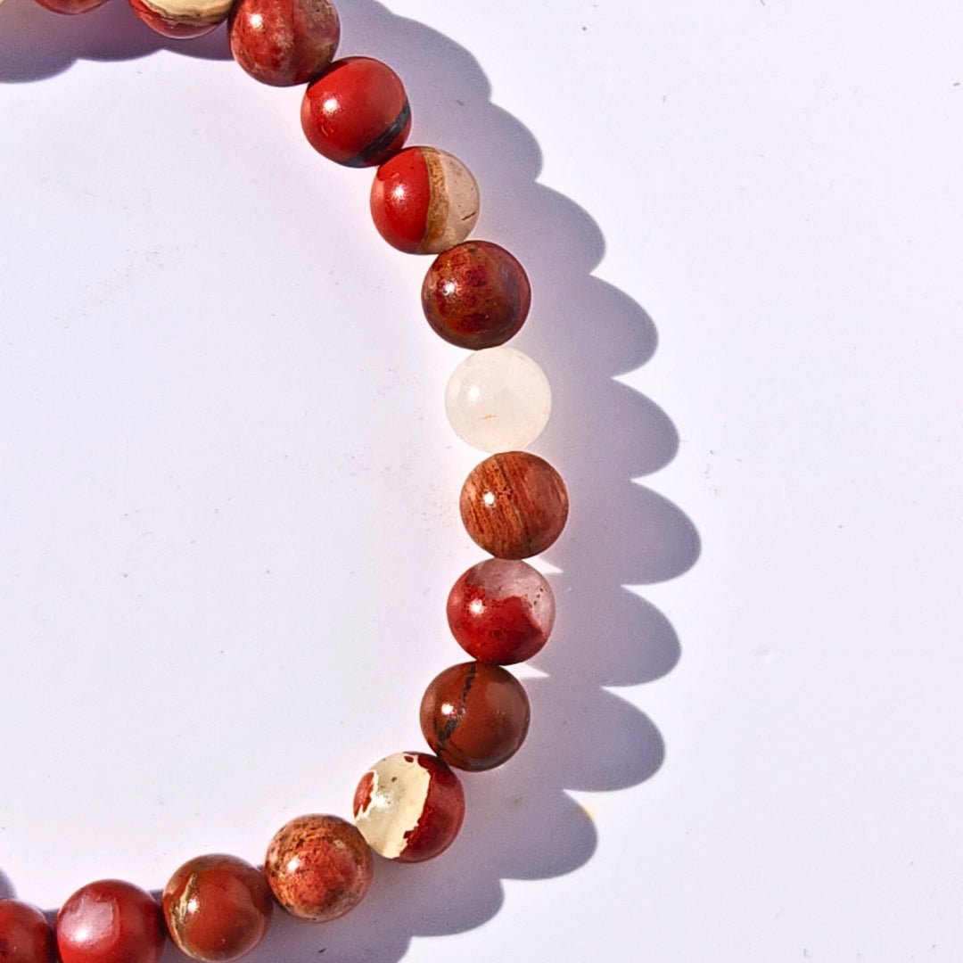 Pulsera de Jaspe Sardo Bola Lisa
