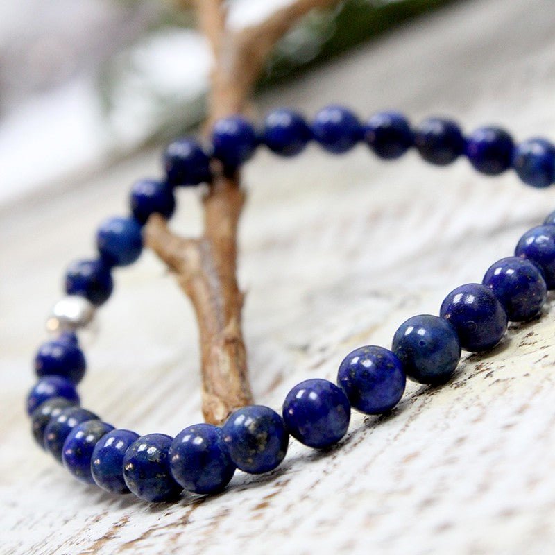 Pulsera de Lapislázuli y Bola de Plata de Ley