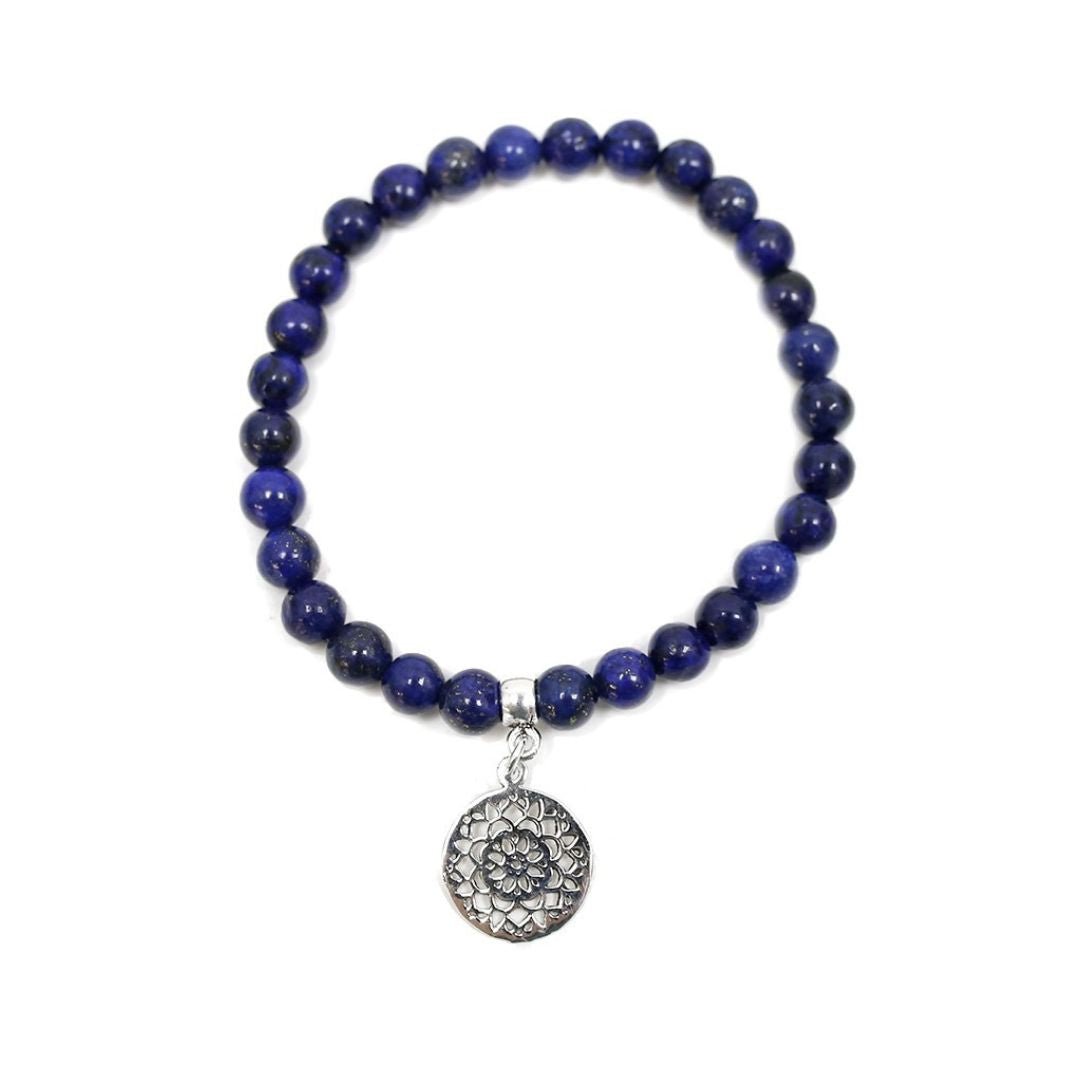Pulsera de Lapislázuli y Mandala en Plata de Ley