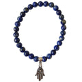Pulsera de Lapislázuli y Mano de Fátima en Plata de Ley