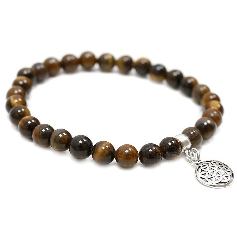 Pulsera de Ojo de Tigre y Flor de la Vida