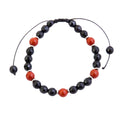 Pulsera de Ónix Facetado & Jaspe Rojo - Nudo Corredizo
