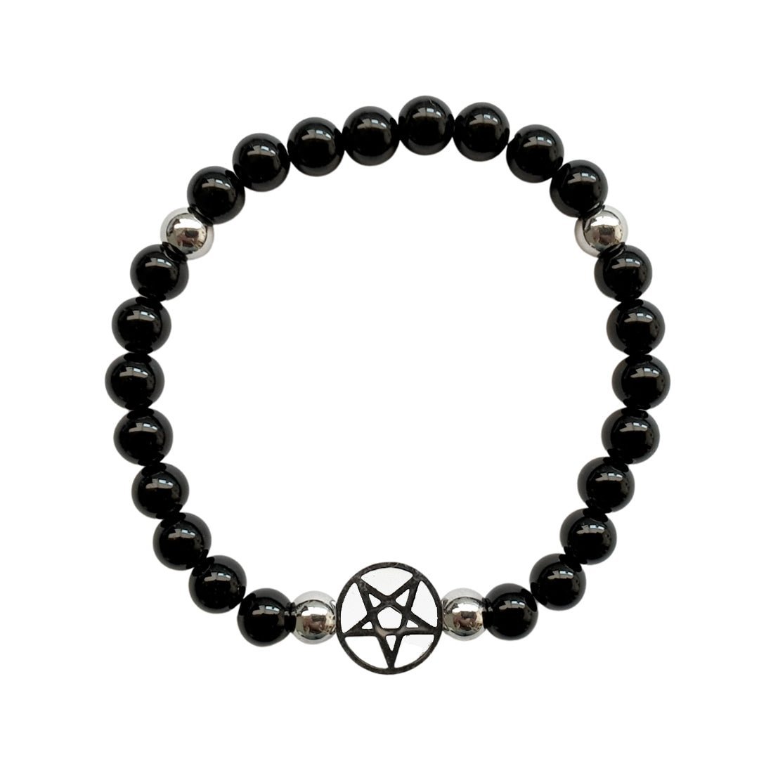Pulsera de Protección con Pentagrama - Obsidiana