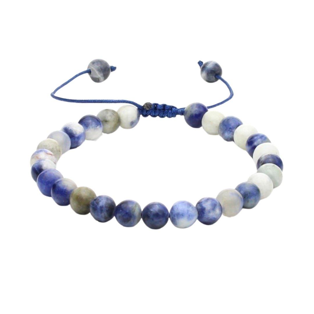 Pulsera de Sodalita Bola con Nudo Corredizo
