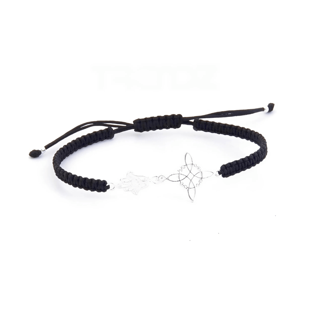Pulsera Macramé Mano de Fátima y Nudo de Bruja - Plata de ley 925