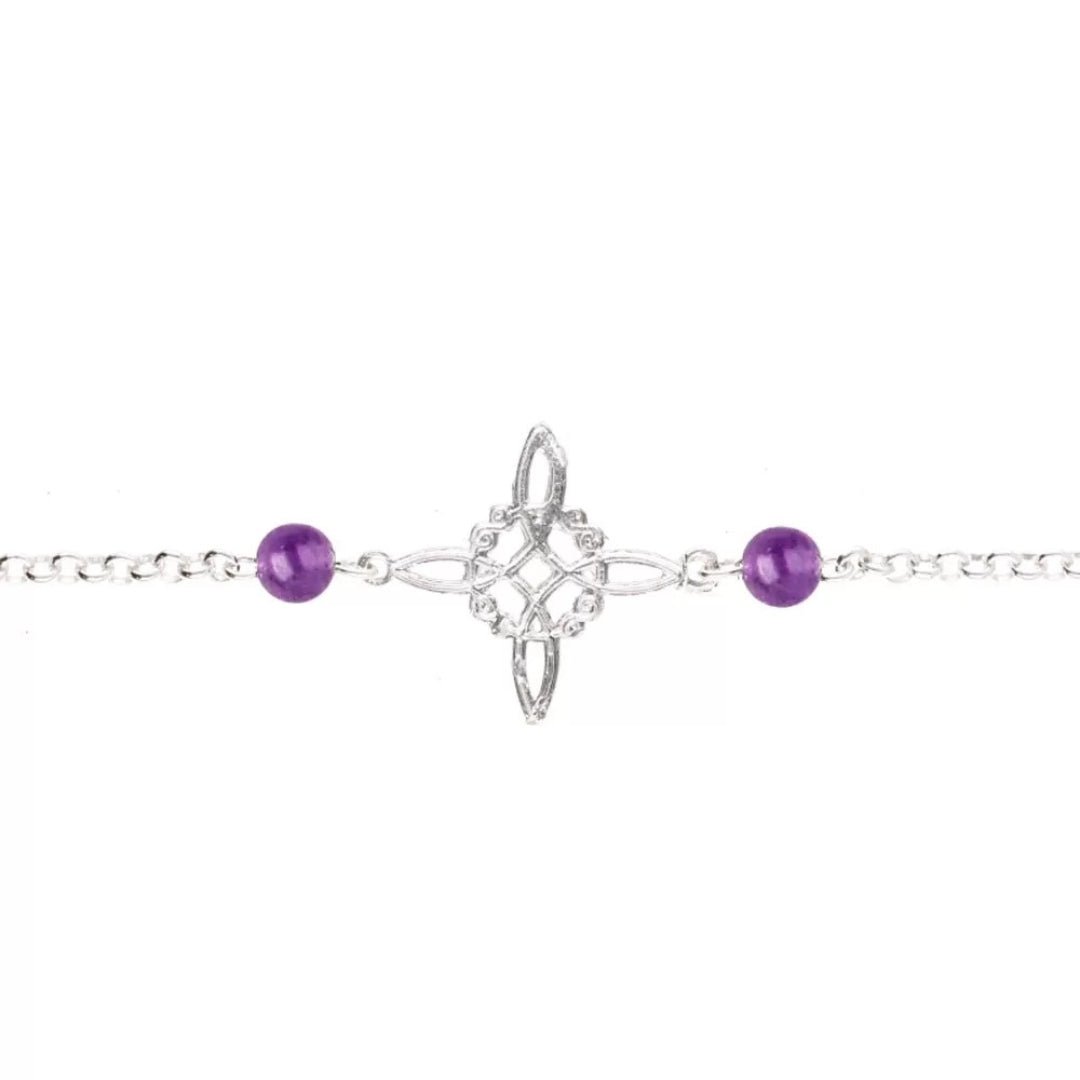 Pulsera Nudo de Bruja con Bola Amatista - Plata de Ley 925