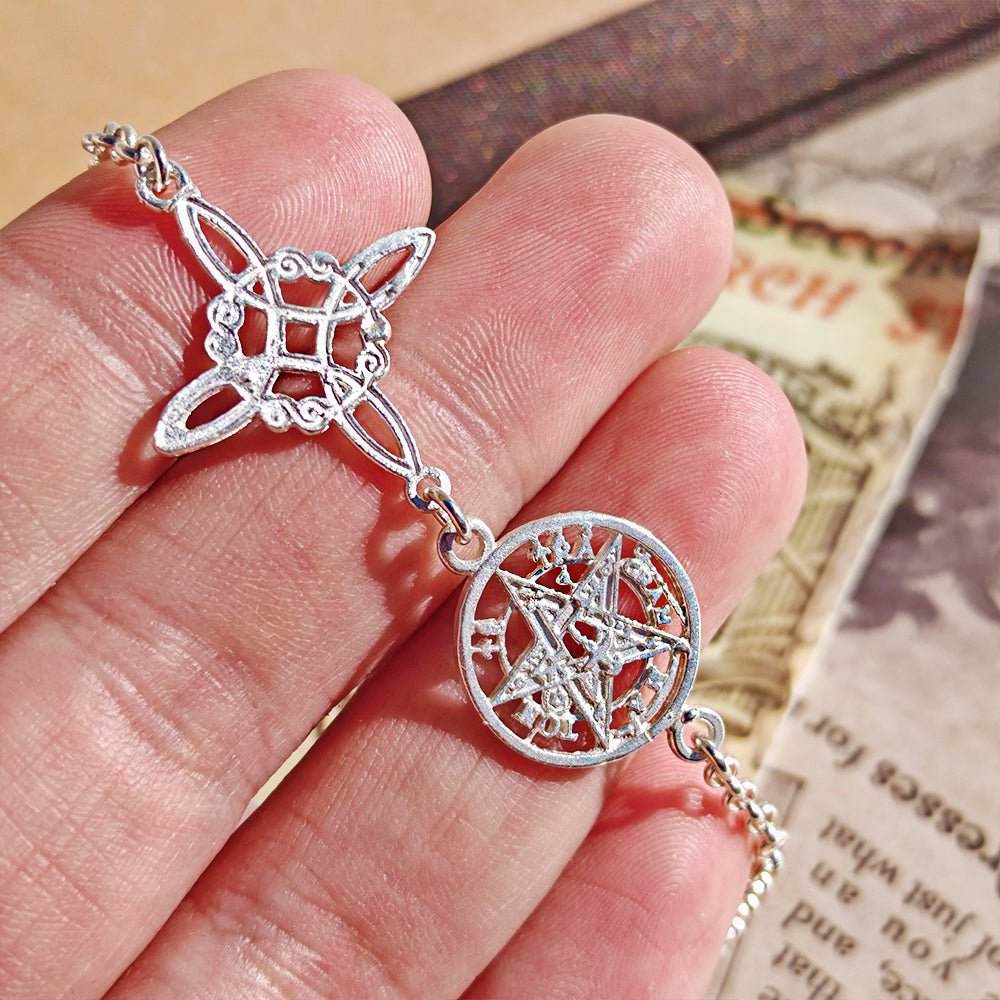 Pulsera Nudo de Bruja & Tetragramaton - Plata de Ley 925