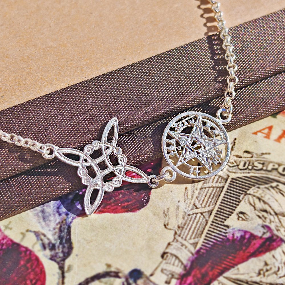 Pulsera Nudo de Bruja & Tetragramaton - Plata de Ley 925