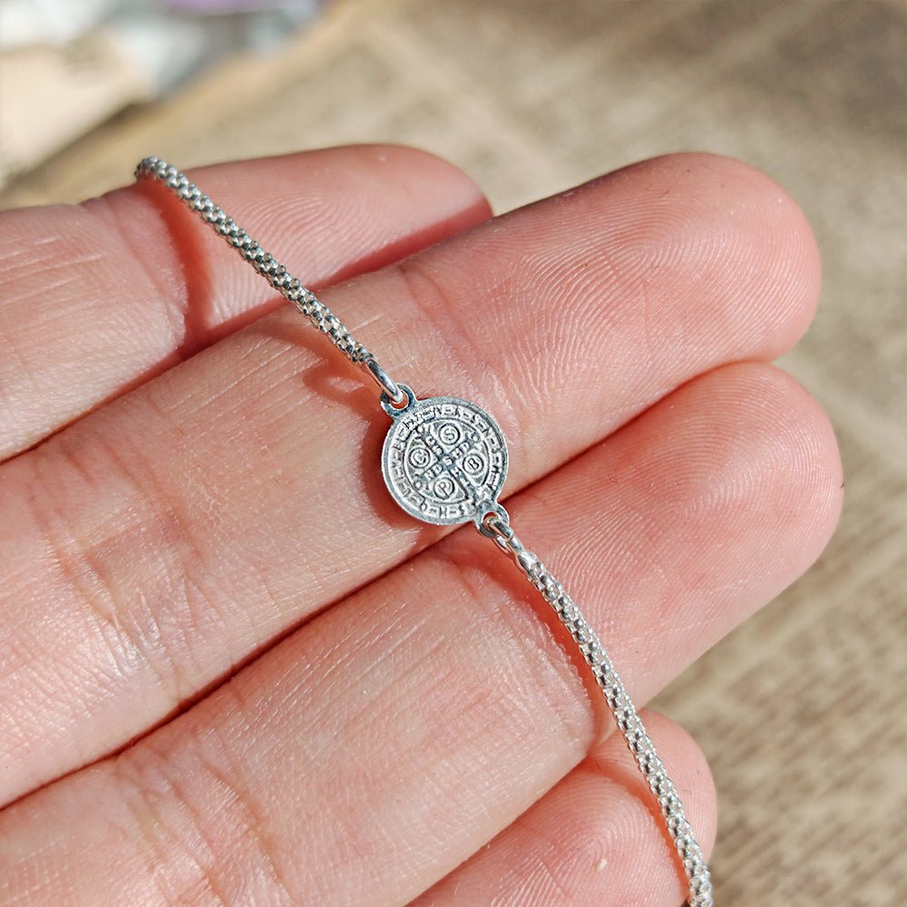 Pulsera Protectora S925: Medalla de San Benito