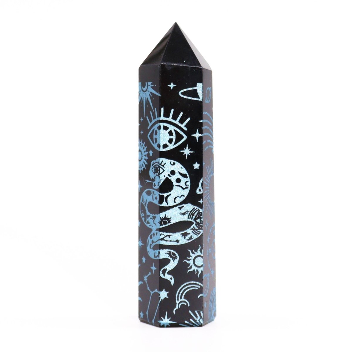 Punta de Obsidiana Negra 'Mistica' - Azul Celeste