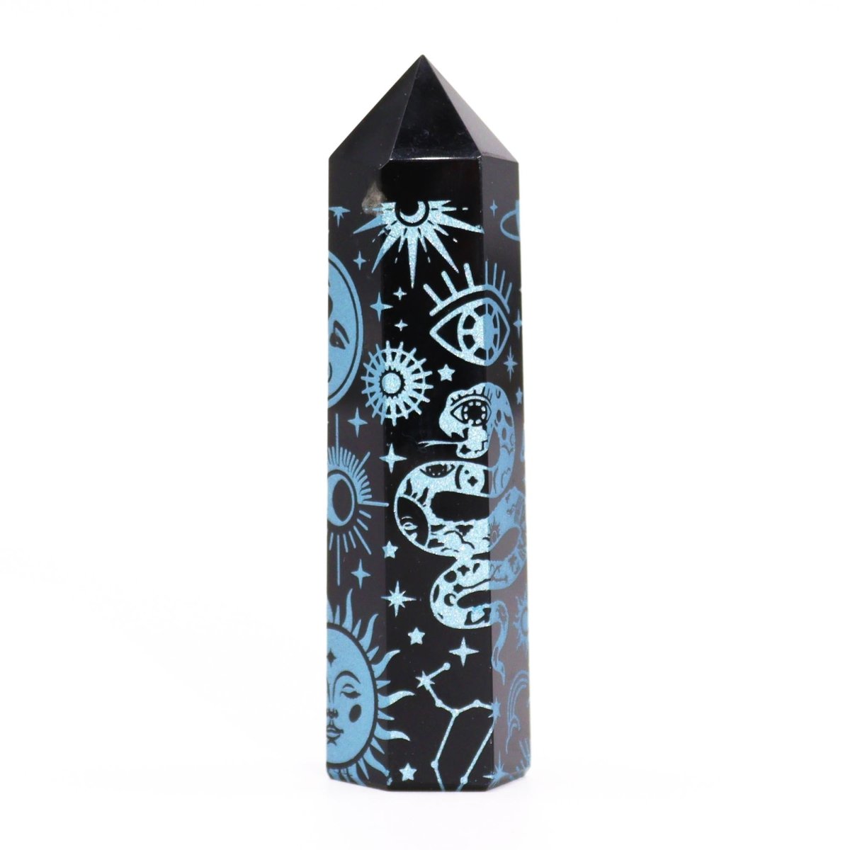 Punta de Obsidiana Negra 'Mistica' - Azul Celeste