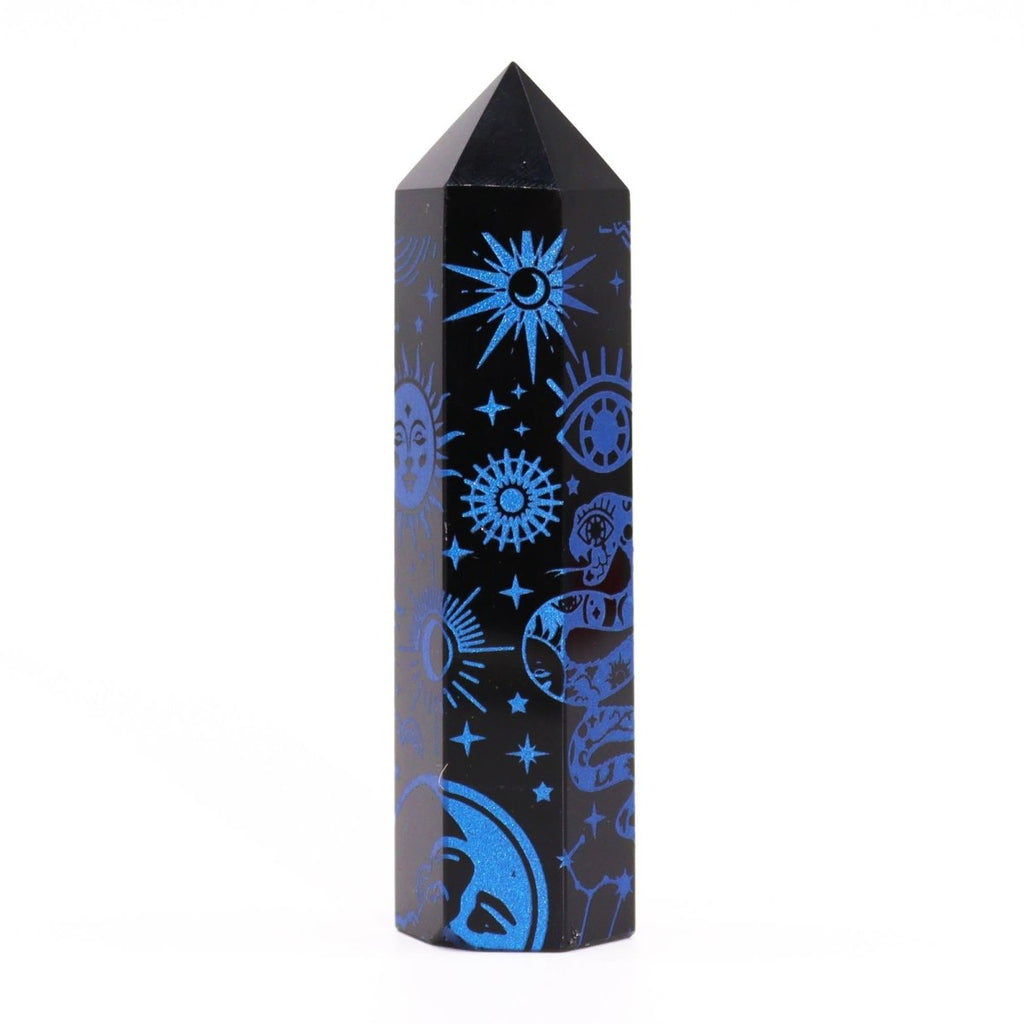 Punta de Obsidiana Negra 'Mistica' - Azul Medianoche