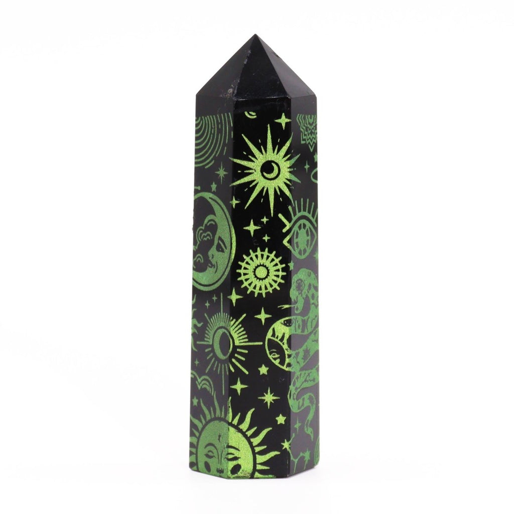 Punta de Obsidiana Negra 'Mistica' - Verde