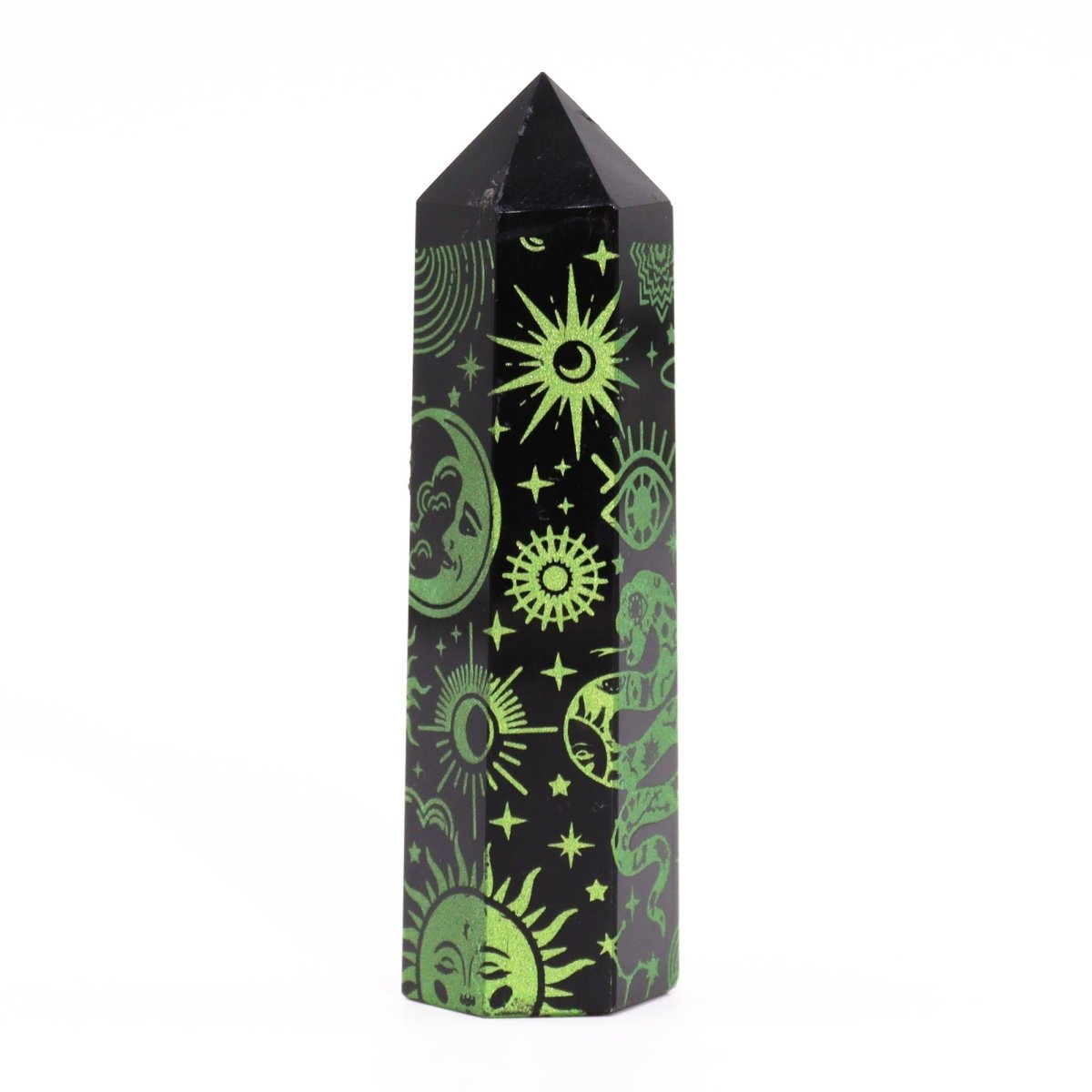 Punta de Obsidiana Negra 'Mistica' - Verde