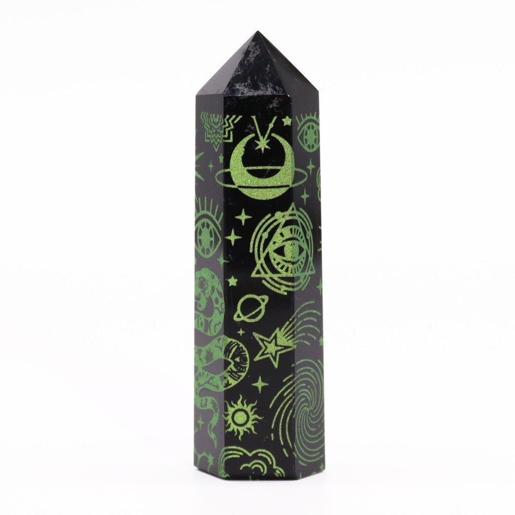 Punta de Obsidiana Negra 'Mistica' - Verde
