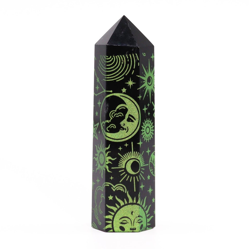 Punta de Obsidiana Negra 'Mistica' - Verde