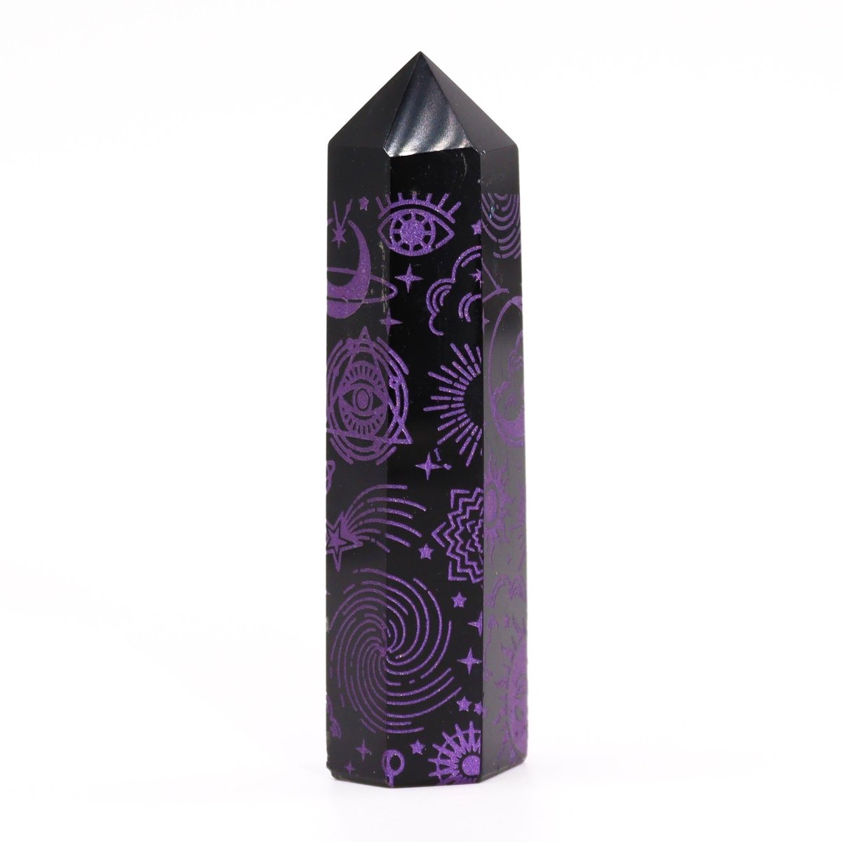 Punta de Obsidiana Negra 'Mistica' - Violeta