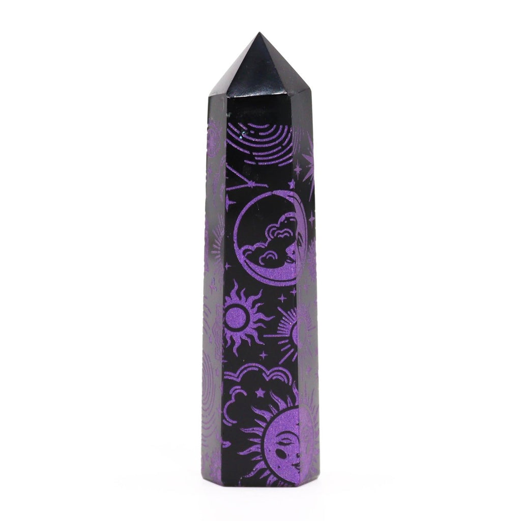 Punta de Obsidiana Negra 'Mistica' - Violeta