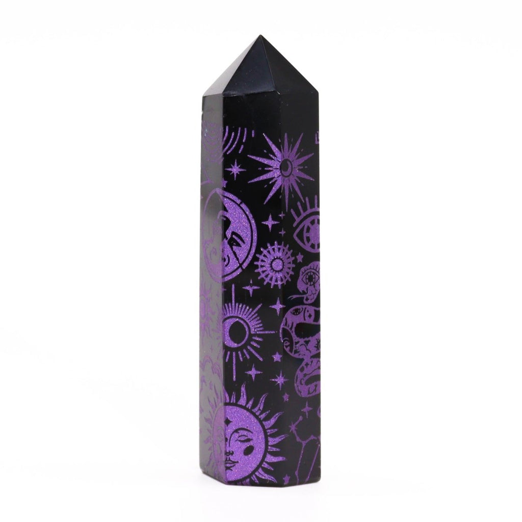 Punta de Obsidiana Negra 'Mistica' - Violeta