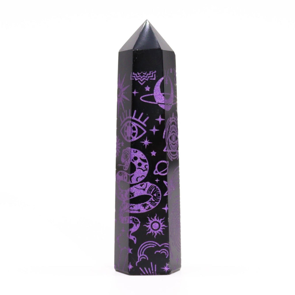 Punta de Obsidiana Negra 'Mistica' - Violeta
