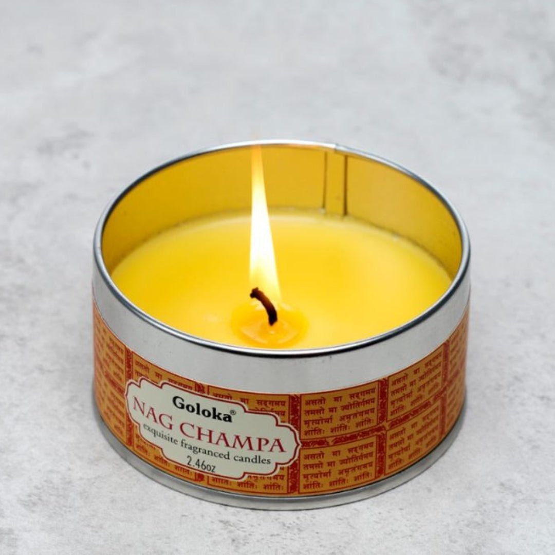 Vela de Cera en Lata Goloka Nag Champa