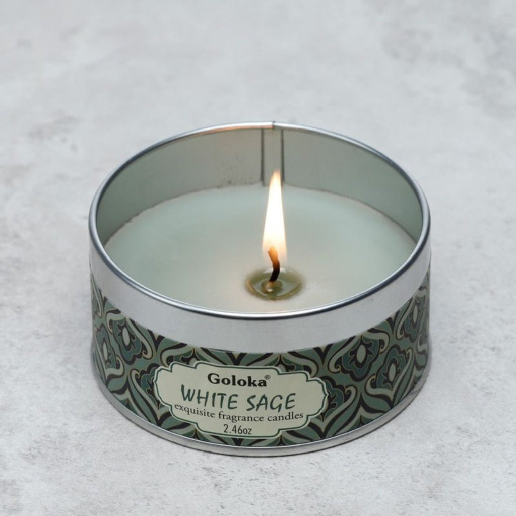 Vela de Cera en Lata Goloka Salvia Blanca